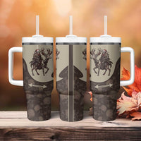 Western Yoke Tumbler With Handle Skeleton Cowboy Santa On A Reindeer - Wonder Print Shop