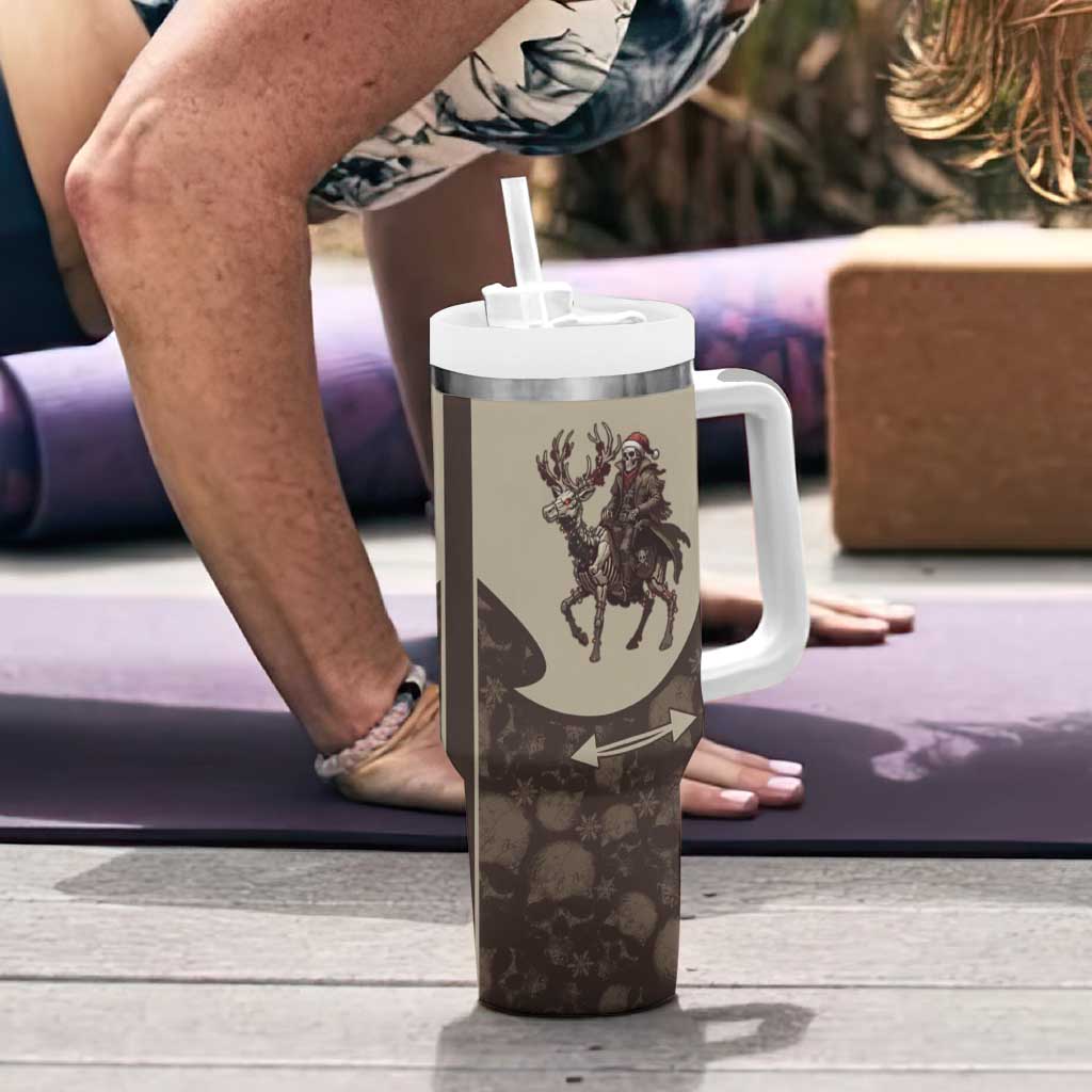 Western Yoke Tumbler With Handle Skeleton Cowboy Santa On A Reindeer - Wonder Print Shop