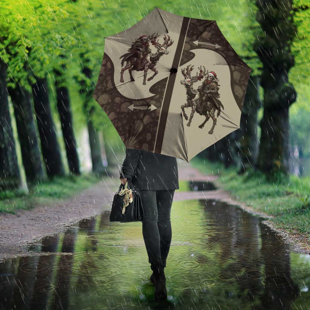 Western Yoke Umbrella Skeleton Cowboy Santa On A Reindeer - Wonder Print Shop