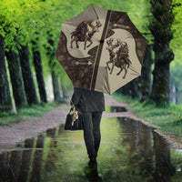 Western Yoke Umbrella Skeleton Cowboy Santa On A Reindeer - Wonder Print Shop