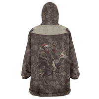 Western Yoke Wearable Blanket Hoodie Skeleton Cowboy Santa On A Reindeer - Wonder Print Shop