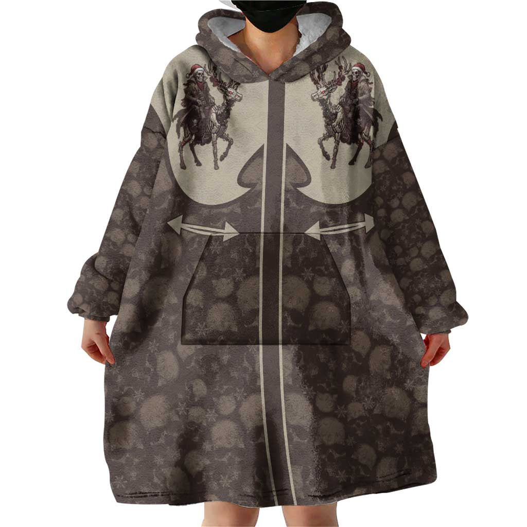 Western Yoke Wearable Blanket Hoodie Skeleton Cowboy Santa On A Reindeer - Wonder Print Shop