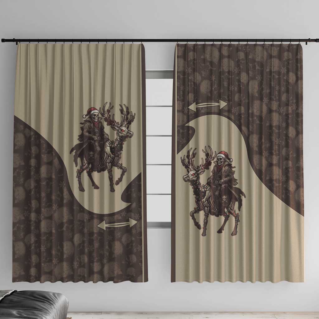 Western Yoke Window Curtain Skeleton Cowboy Santa On A Reindeer - Wonder Print Shop