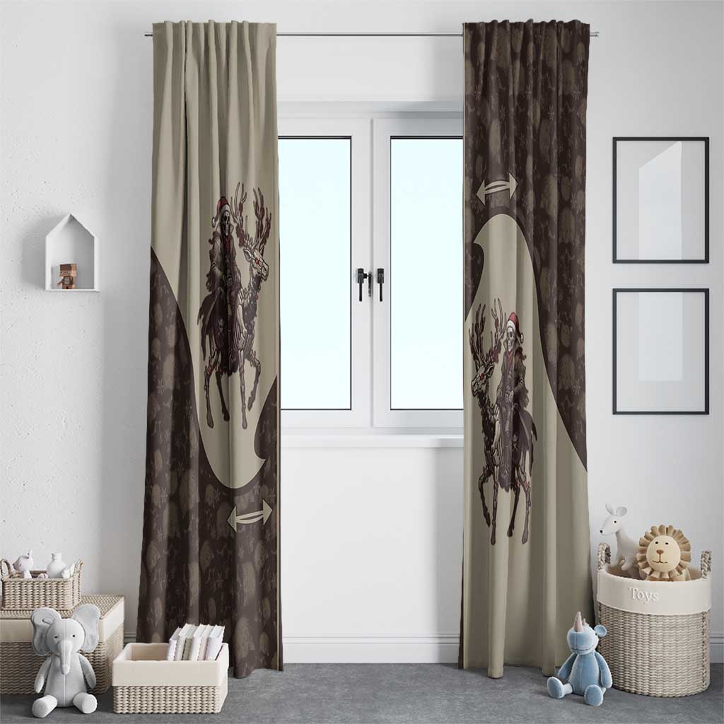 Western Yoke Window Curtain Skeleton Cowboy Santa On A Reindeer - Wonder Print Shop