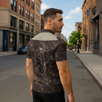 Western Yoke Zipper Polo Shirt Skeleton Cowboy Santa On A Reindeer - Wonder Print Shop