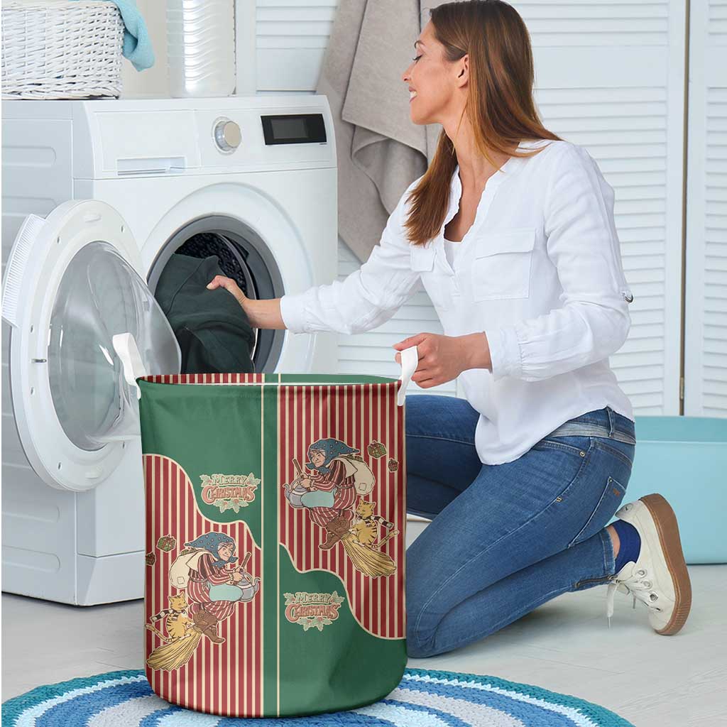 Western Yoke Laundry Basket Befana Merry Christmas Retro Style - Wonder Print Shop