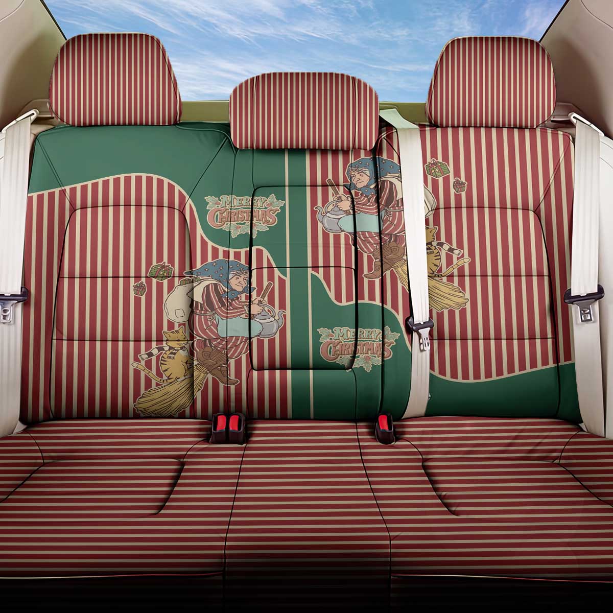 Western Yoke Back Car Seat Cover Befana Merry Christmas Retro Style - Wonder Print Shop