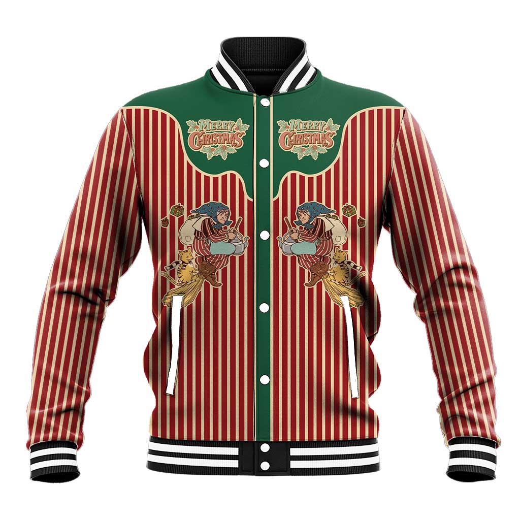 Western Yoke Baseball Jacket Befana Merry Christmas Retro Style - Wonder Print Shop