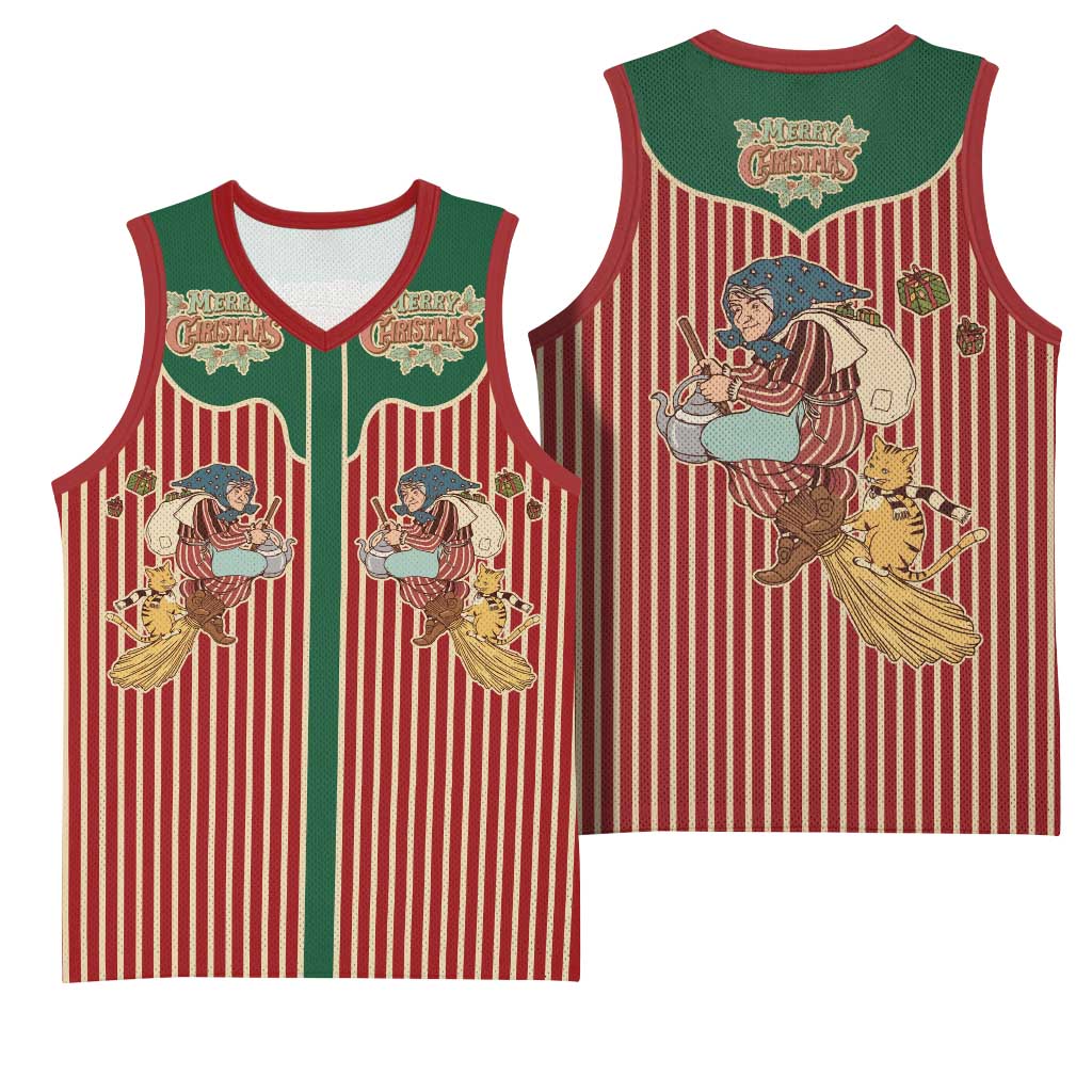 Western Yoke Basketball Jersey Befana Merry Christmas Retro Style - Wonder Print Shop