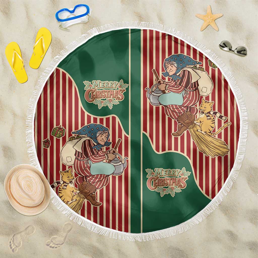Western Yoke Beach Blanket Befana Merry Christmas Retro Style - Wonder Print Shop