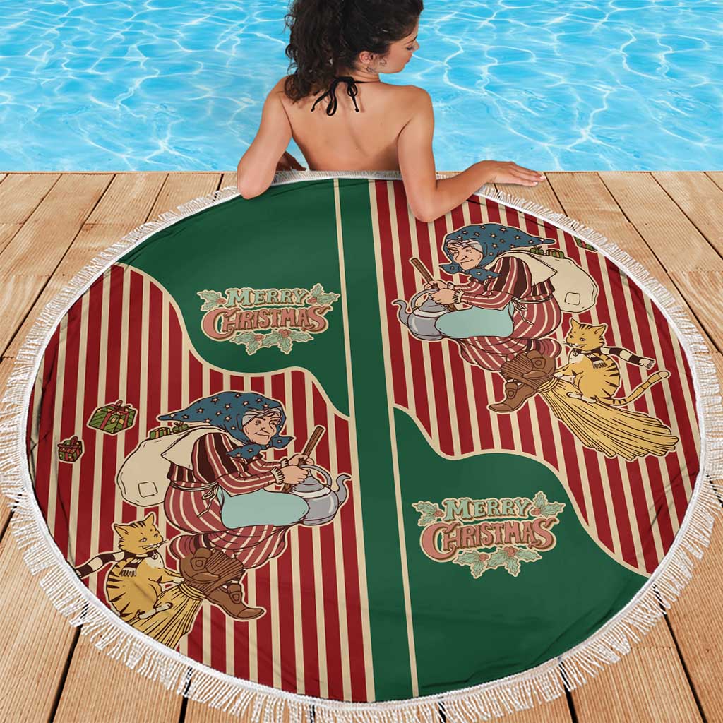 Western Yoke Beach Blanket Befana Merry Christmas Retro Style - Wonder Print Shop