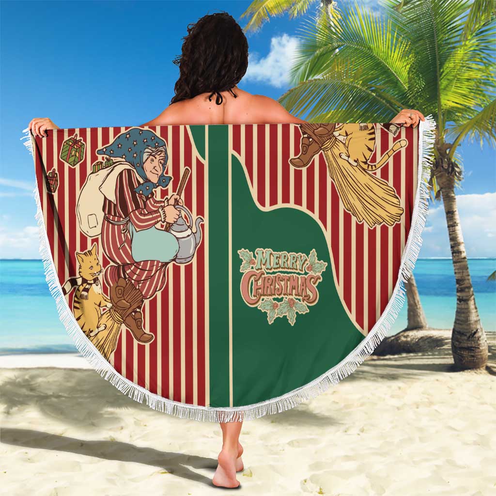 Western Yoke Beach Blanket Befana Merry Christmas Retro Style - Wonder Print Shop