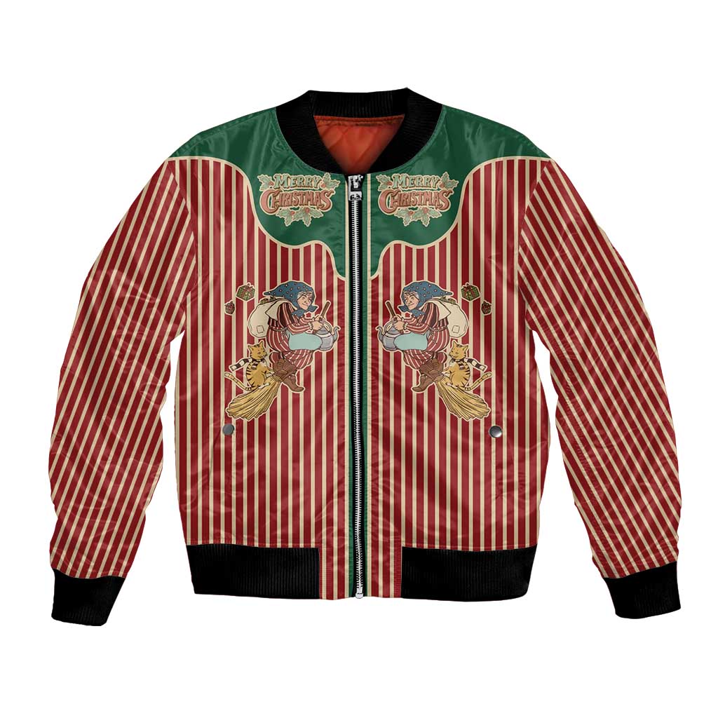 Western Yoke Bomber Jacket Befana Merry Christmas Retro Style - Wonder Print Shop