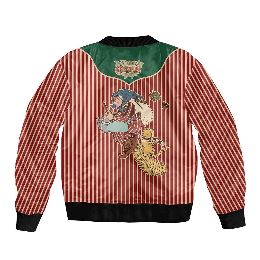 Western Yoke Bomber Jacket Befana Merry Christmas Retro Style - Wonder Print Shop