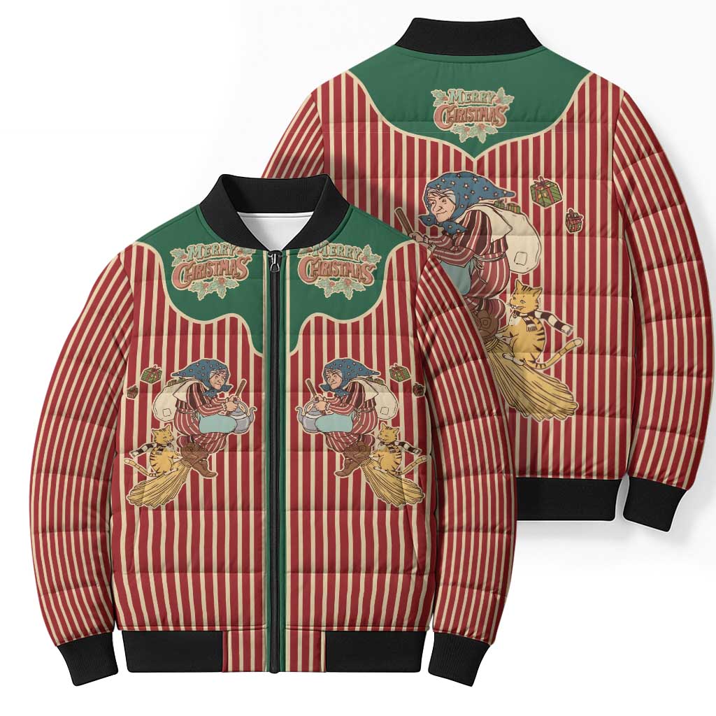 Western Yoke Bomber Puffer Jacket Befana Merry Christmas Retro Style - Wonder Print Shop