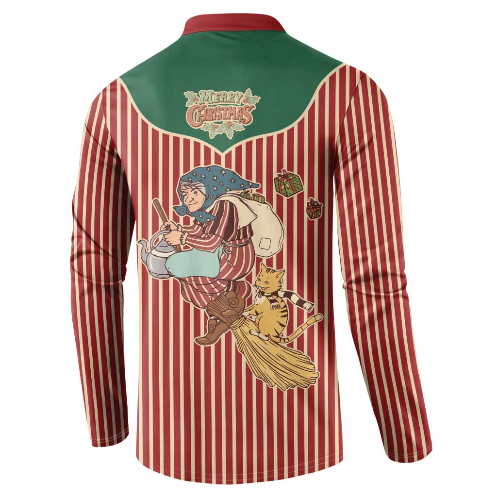 Western Yoke Button Sweatshirt Befana Merry Christmas Retro Style - Wonder Print Shop