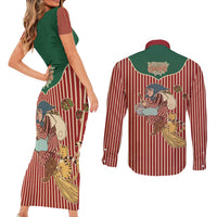 Western Yoke Couples Matching Short Sleeve Bodycon Dress and Long Sleeve Button Shirt Befana Merry Christmas Retro Style - Wonder Print Shop