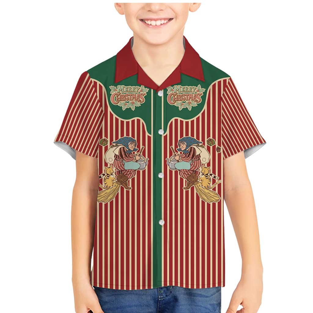 Western Yoke Family Matching Mermaid Dress and Hawaiian Shirt Befana Merry Christmas Retro Style - Wonder Print Shop