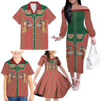 Western Yoke Family Matching Off The Shoulder Long Sleeve Dress and Hawaiian Shirt Befana Merry Christmas Retro Style - Wonder Print Shop