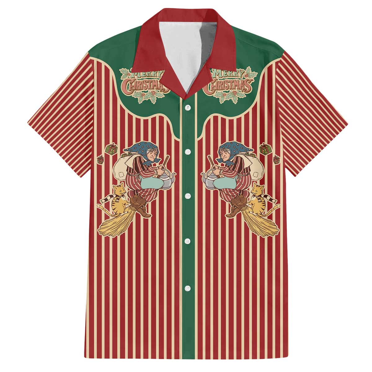 Western Yoke Family Matching Off The Shoulder Long Sleeve Dress and Hawaiian Shirt Befana Merry Christmas Retro Style - Wonder Print Shop