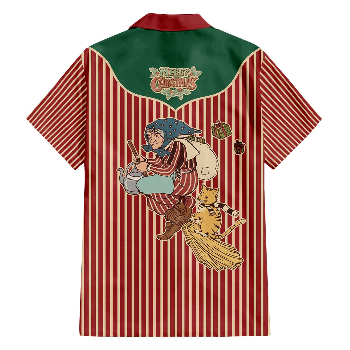 Western Yoke Family Matching Off The Shoulder Long Sleeve Dress and Hawaiian Shirt Befana Merry Christmas Retro Style - Wonder Print Shop