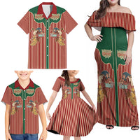 Western Yoke Family Matching Off Shoulder Maxi Dress and Hawaiian Shirt Befana Merry Christmas Retro Style - Wonder Print Shop