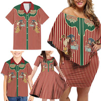 Western Yoke Family Matching Off Shoulder Short Dress and Hawaiian Shirt Befana Merry Christmas Retro Style - Wonder Print Shop