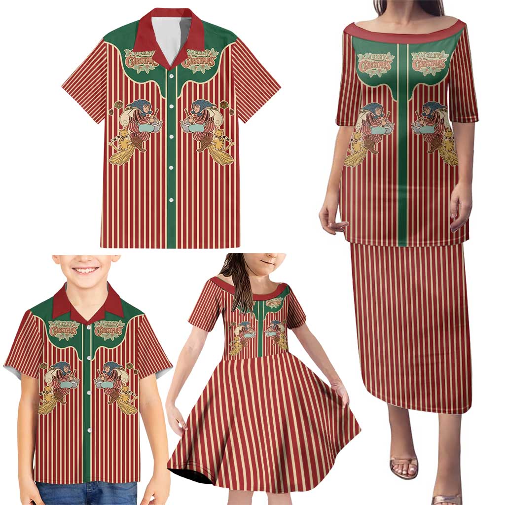 Western Yoke Family Matching Puletasi and Hawaiian Shirt Befana Merry Christmas Retro Style - Wonder Print Shop