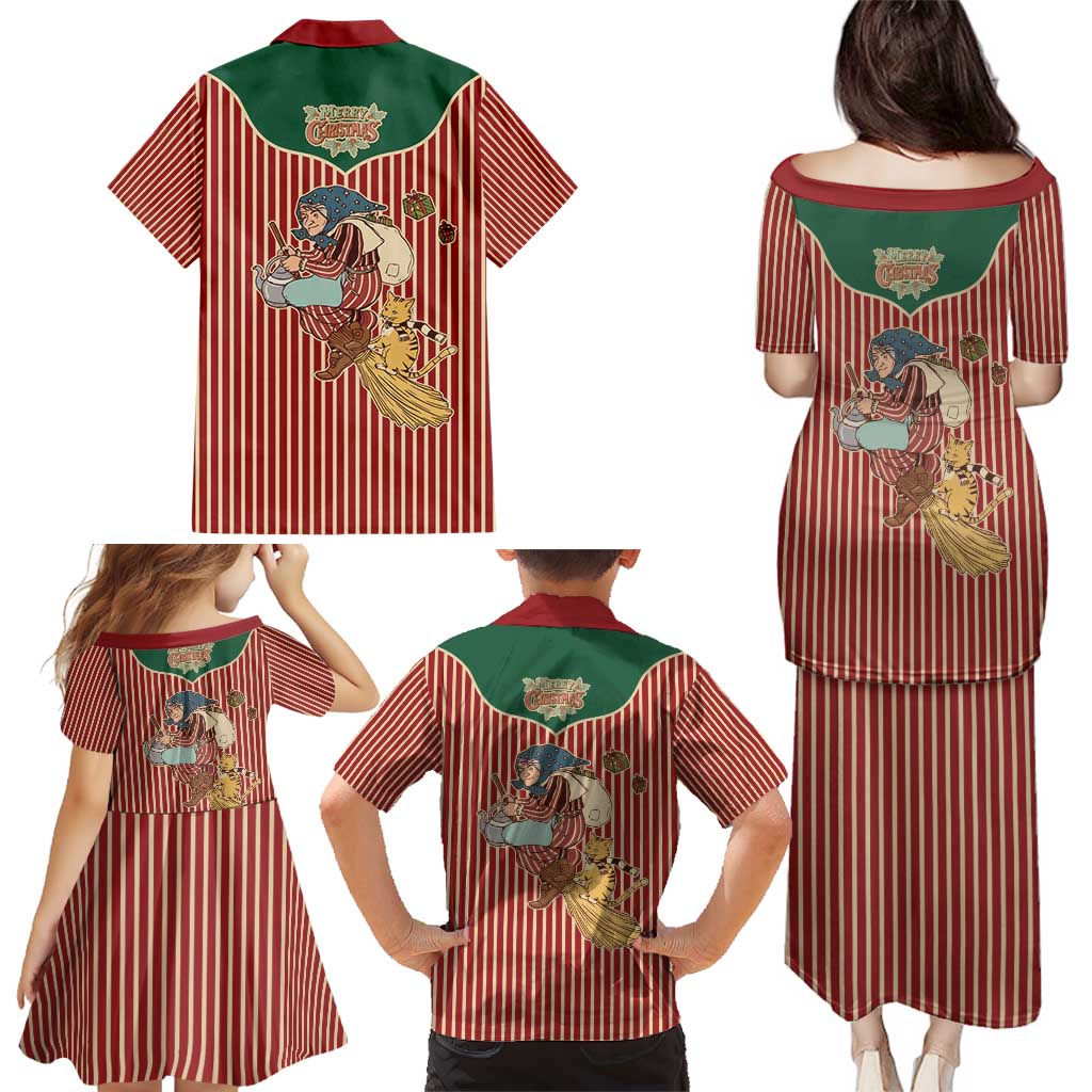 Western Yoke Family Matching Puletasi and Hawaiian Shirt Befana Merry Christmas Retro Style - Wonder Print Shop