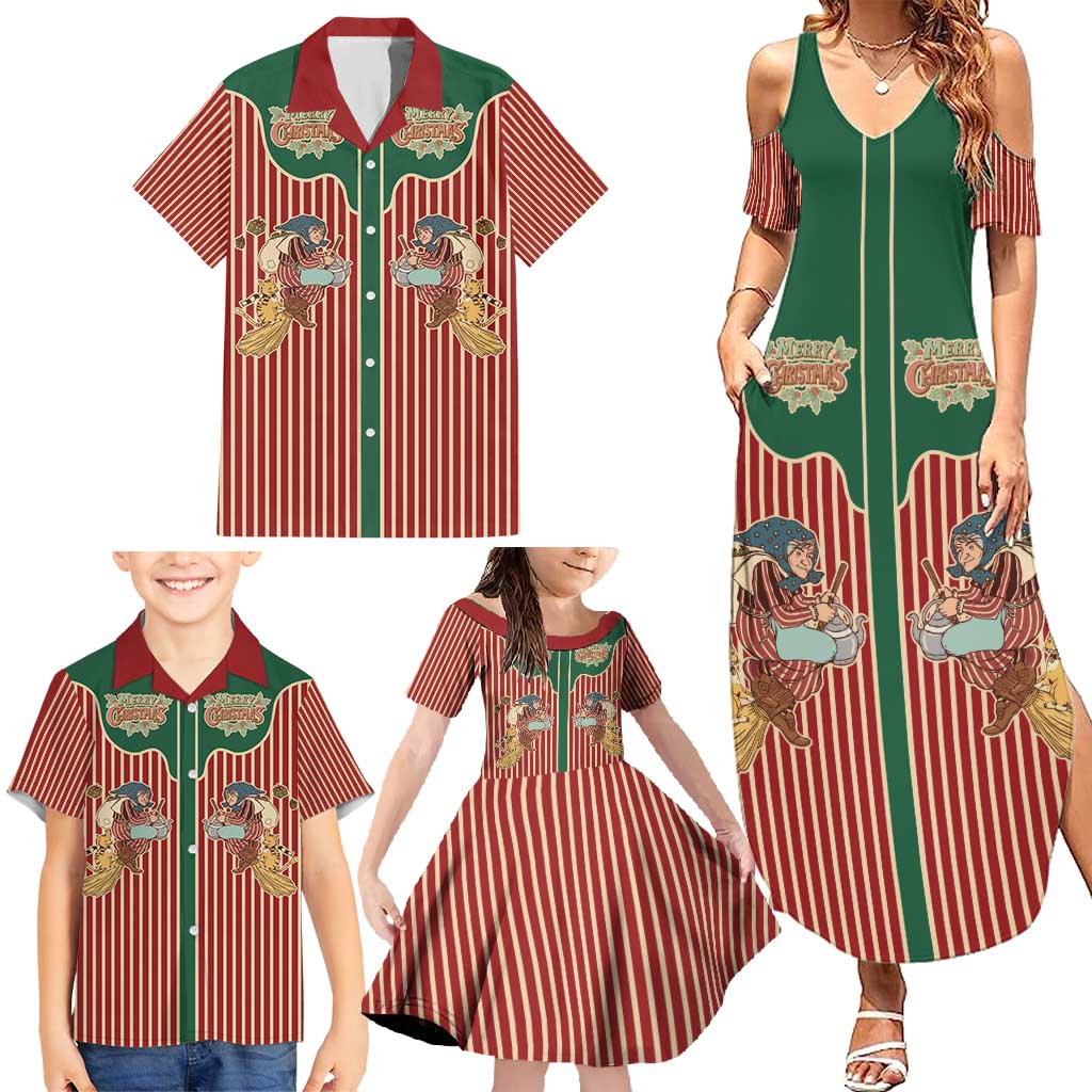 Western Yoke Family Matching Summer Maxi Dress and Hawaiian Shirt Befana Merry Christmas Retro Style - Wonder Print Shop