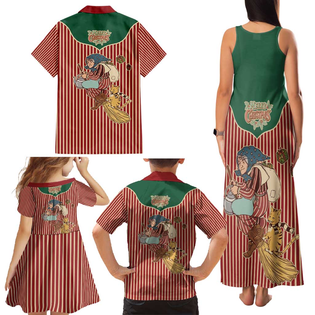 Western Yoke Family Matching Tank Maxi Dress and Hawaiian Shirt Befana Merry Christmas Retro Style - Wonder Print Shop