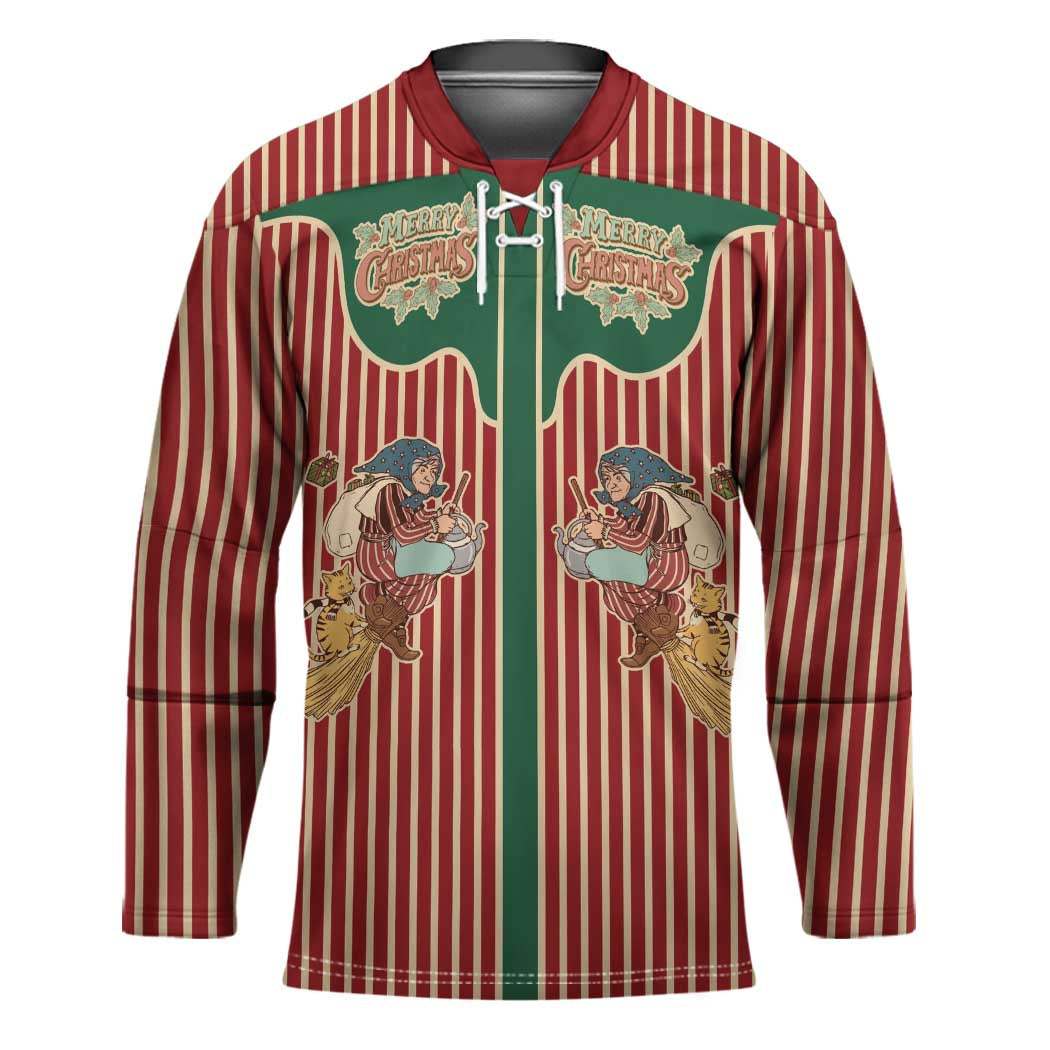 Western Yoke Hockey Jersey Befana Merry Christmas Retro Style - Wonder Print Shop