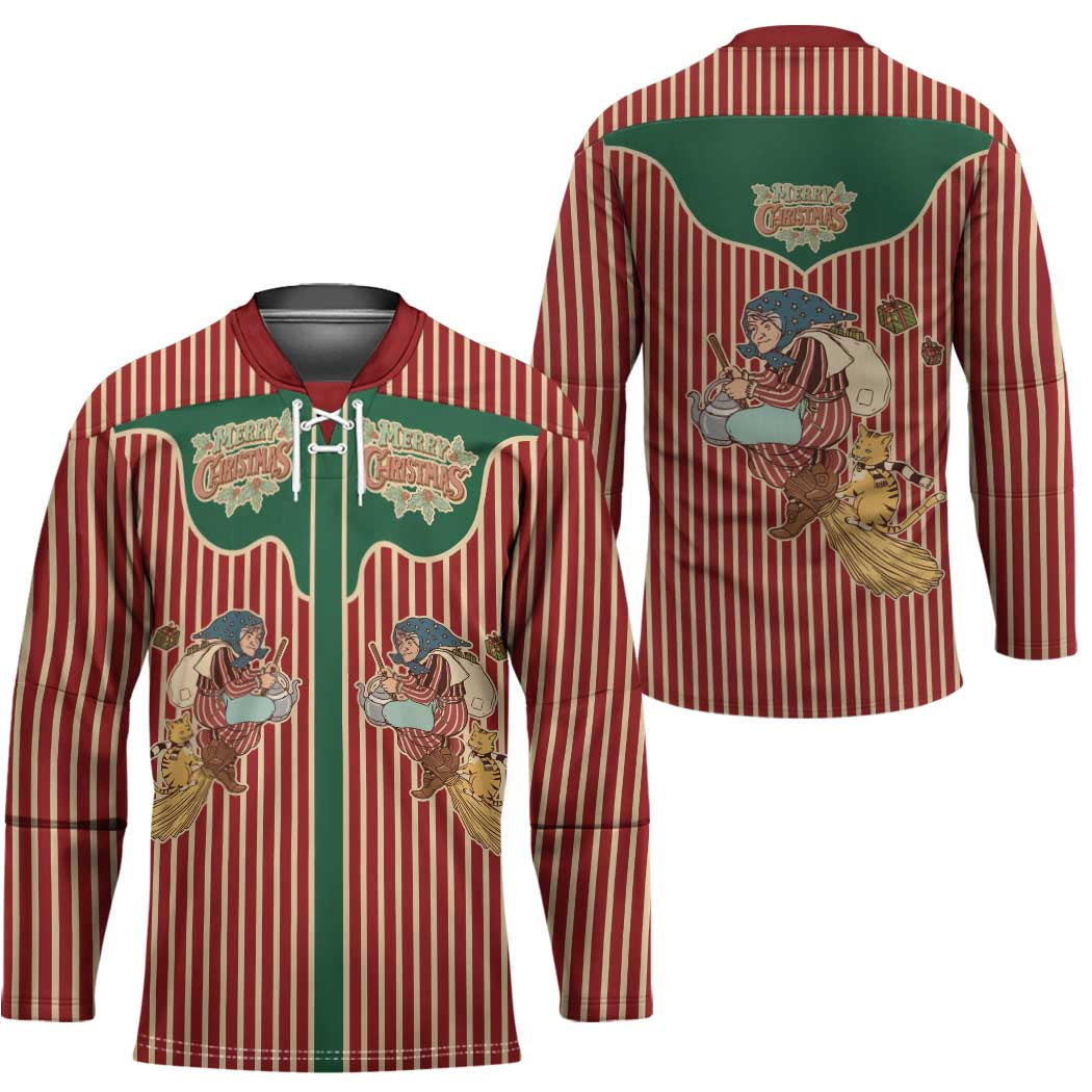 Western Yoke Hockey Jersey Befana Merry Christmas Retro Style - Wonder Print Shop