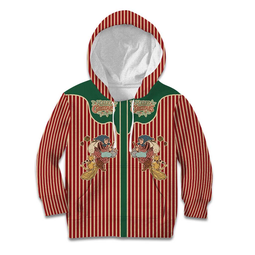 Western Yoke Kid Hoodie Befana Merry Christmas Retro Style - Wonder Print Shop
