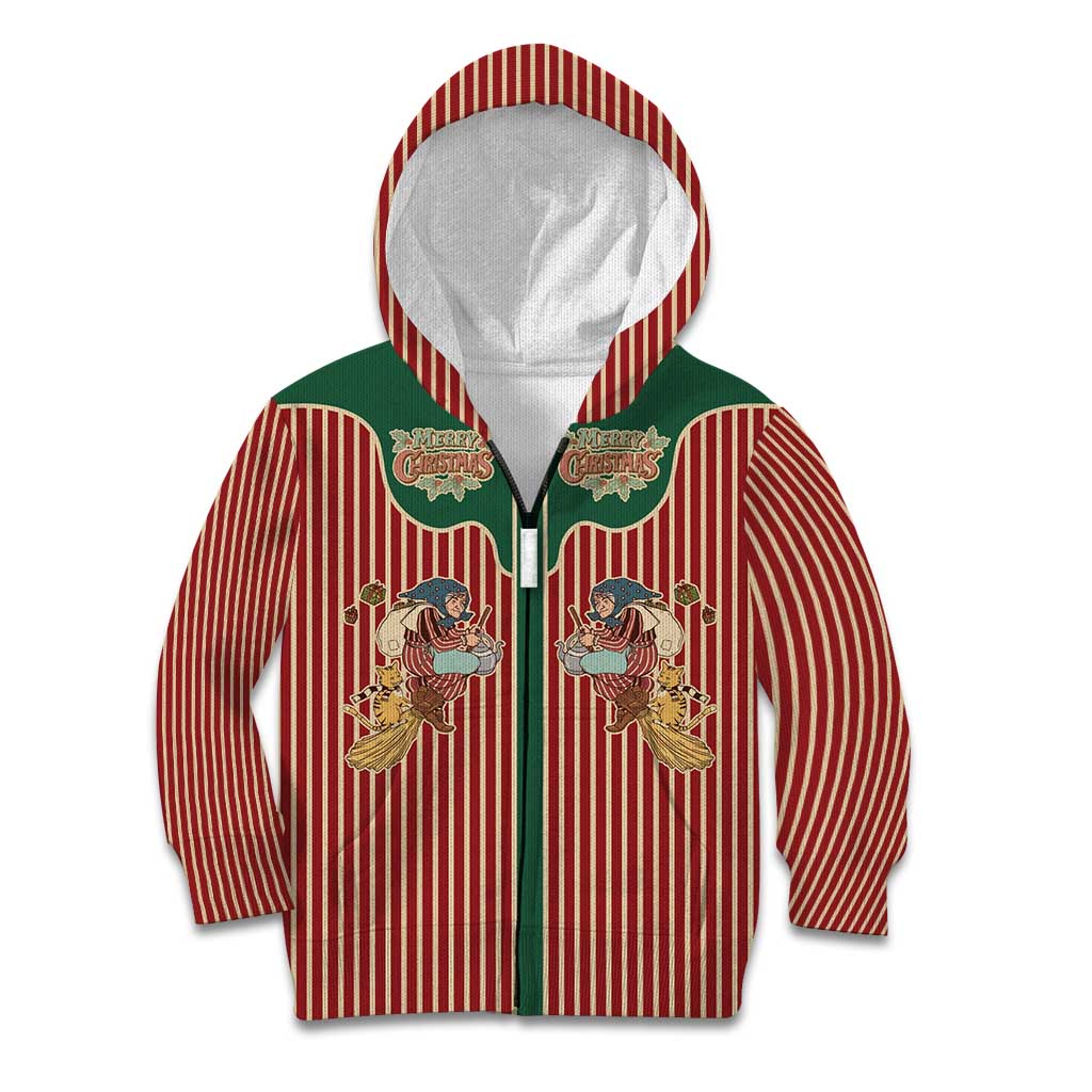 Western Yoke Kid Hoodie Befana Merry Christmas Retro Style - Wonder Print Shop