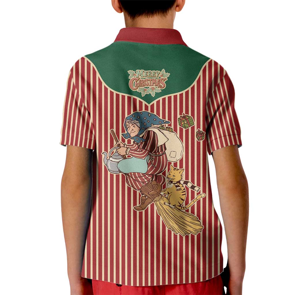 Western Yoke Kid Polo Shirt Befana Merry Christmas Retro Style - Wonder Print Shop