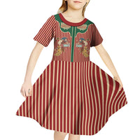 Western Yoke Kid Short Sleeve Dress Befana Merry Christmas Retro Style - Wonder Print Shop