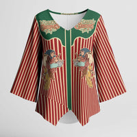 Western Yoke Kimono Sleeve Blouse Befana Merry Christmas Retro Style - Wonder Print Shop