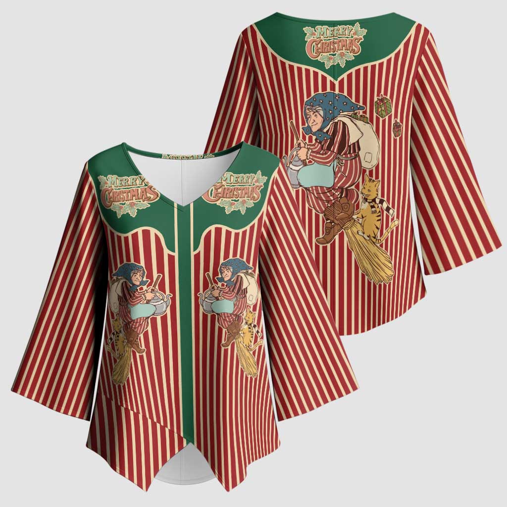 Western Yoke Kimono Sleeve Blouse Befana Merry Christmas Retro Style - Wonder Print Shop
