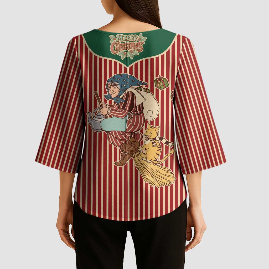 Western Yoke Kimono Sleeve Blouse Befana Merry Christmas Retro Style - Wonder Print Shop