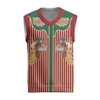 Western Yoke Christmas Knitted V-Neck Vest Befana Merry Christmas Retro Style - Wonder Print Shop