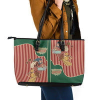 Western Yoke Leather Tote Bag Befana Merry Christmas Retro Style - Wonder Print Shop
