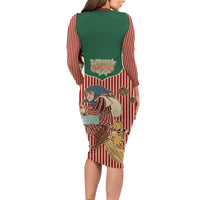Western Yoke Long Sleeve Bodycon Dress Befana Merry Christmas Retro Style - Wonder Print Shop