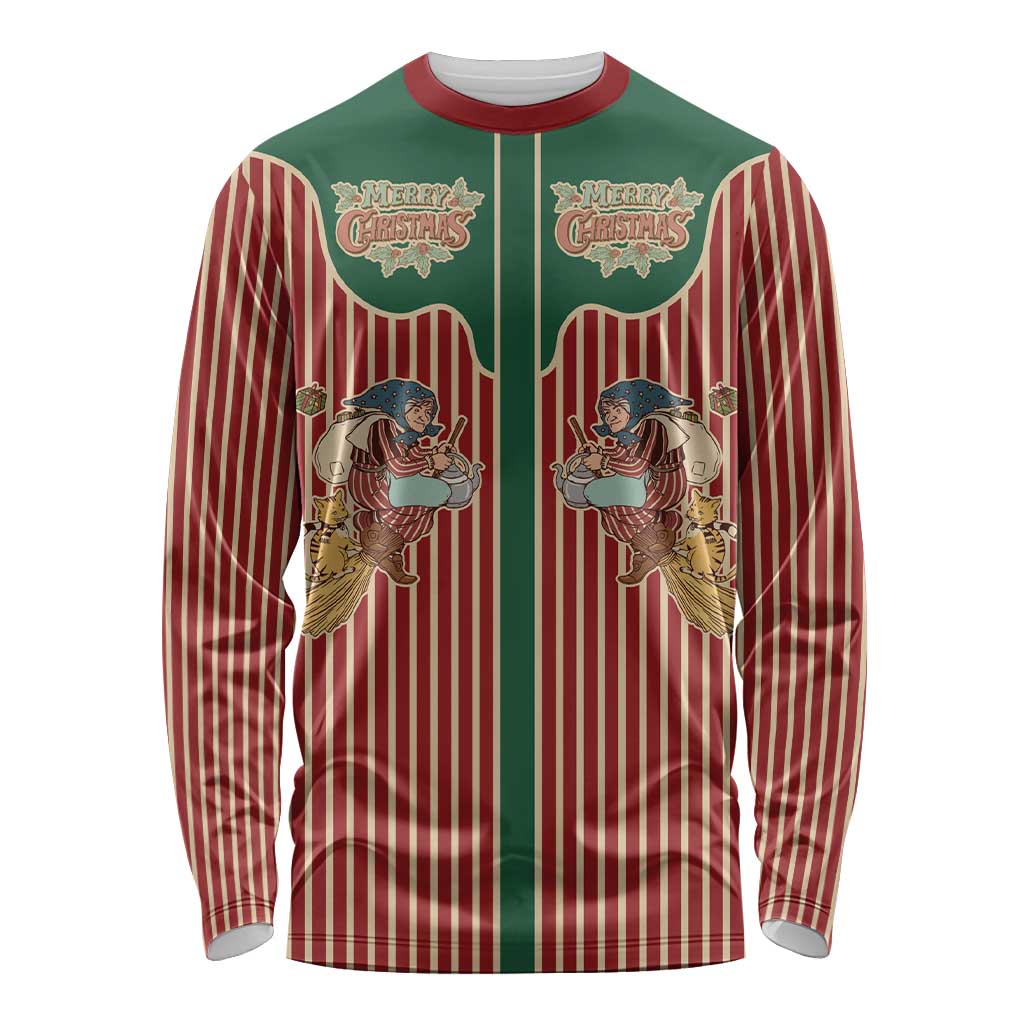 Western Yoke Long Sleeve Shirt Befana Merry Christmas Retro Style - Wonder Print Shop