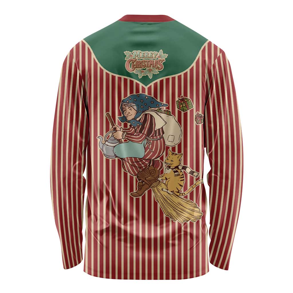 Western Yoke Long Sleeve Shirt Befana Merry Christmas Retro Style - Wonder Print Shop