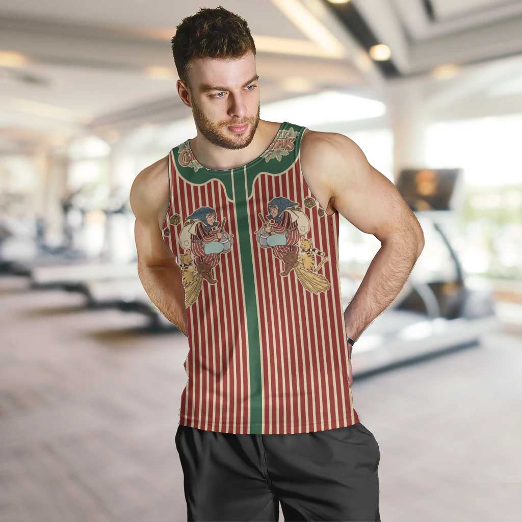 Western Yoke Men Tank Top Befana Merry Christmas Retro Style - Wonder Print Shop