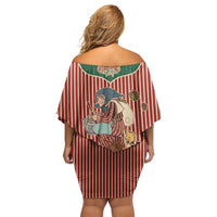 Western Yoke Off Shoulder Short Dress Befana Merry Christmas Retro Style - Wonder Print Shop