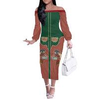 Western Yoke Off The Shoulder Long Sleeve Dress Befana Merry Christmas Retro Style - Wonder Print Shop