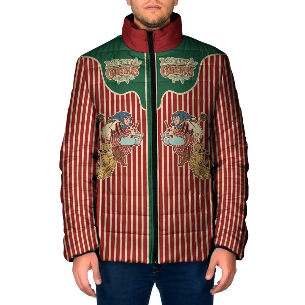 Western Yoke Padded Jacket Befana Merry Christmas Retro Style - Wonder Print Shop