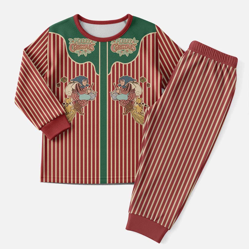 Western Yoke Christmas Pajama Set Befana Merry Christmas Retro Style - Wonder Print Shop